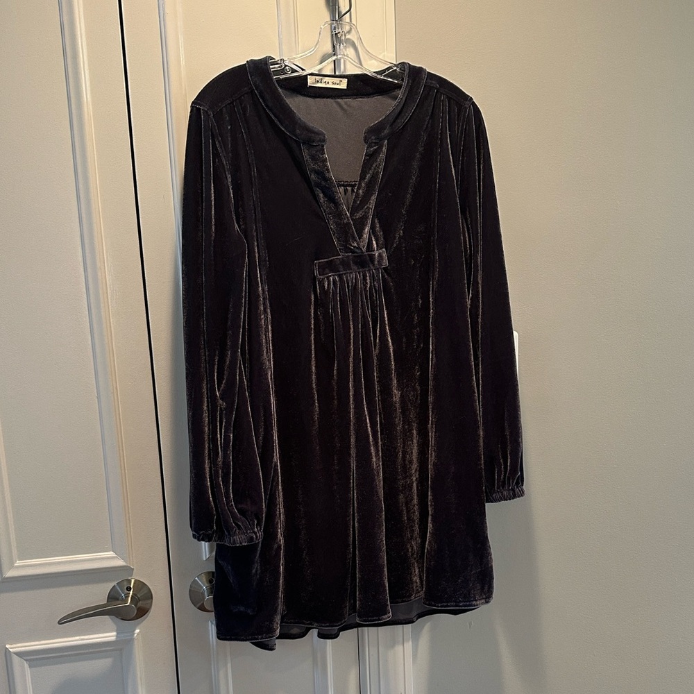 Indigo Soul Blue Velvet Mini Dress